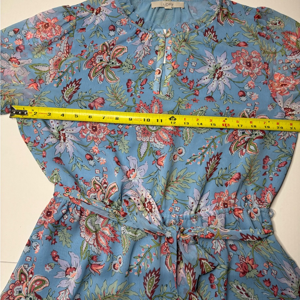 NWT LOFT Floral Print Midi Dress in Blue and Pink - Picture 7 of 10